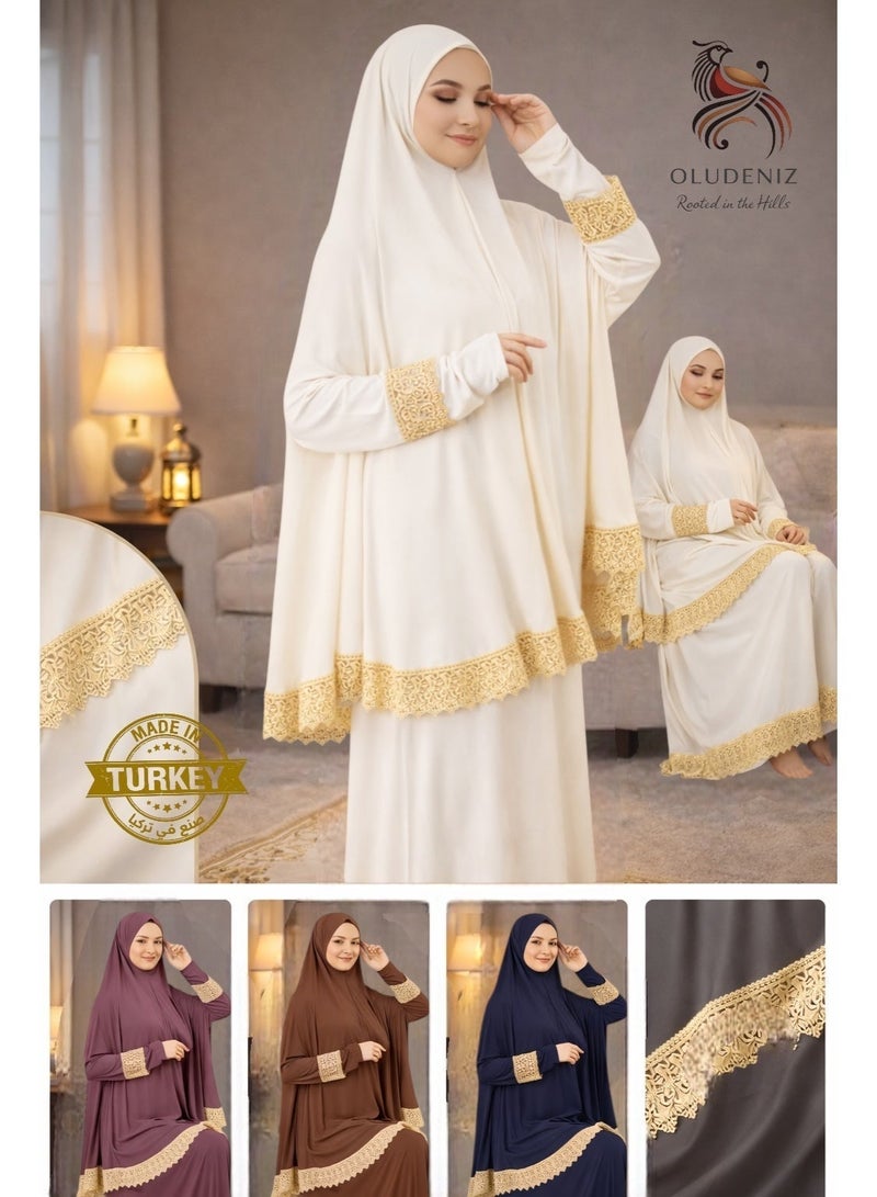 أولودينيز  طقم صلاة نسائي قطعتين – قماش لايكرا بارد ومريح – ساتر ومناسب لمعظم المقاسات – صناعة تركية - Image 2